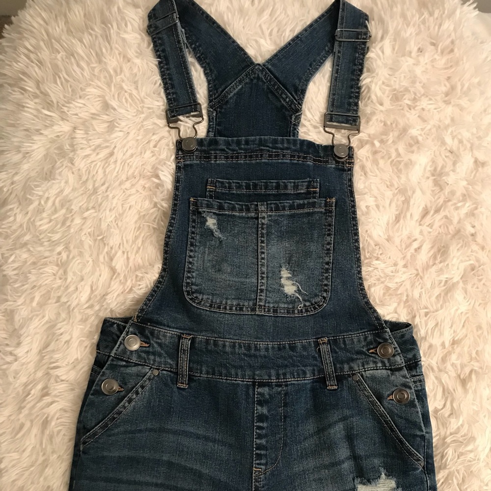 Refuge jean overalls. Full length with rips